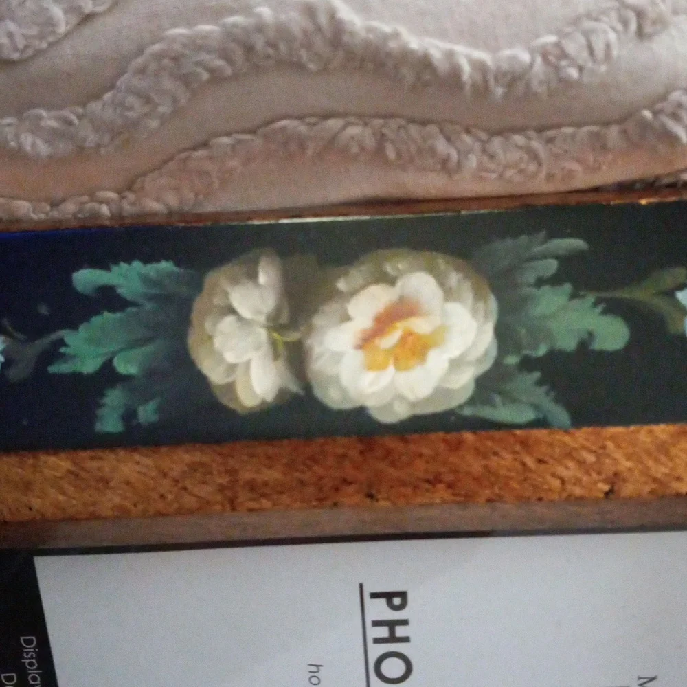 Special Moments Hand Painted Floral Picture Frames w/Velvet Back 4x6 Set of 2